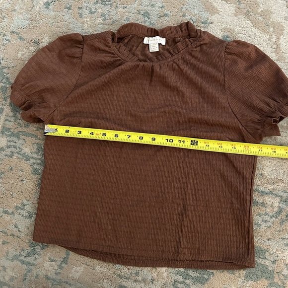 Monteau Los Angeles cropped blouse brown size M - Picture 7 of 8